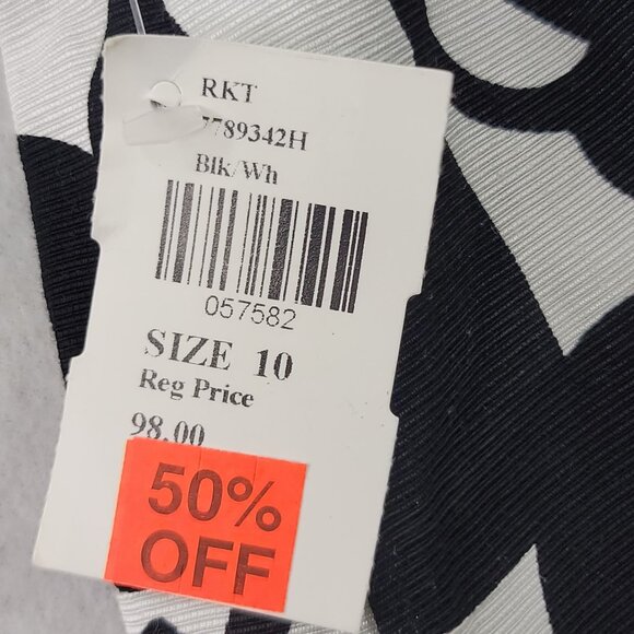 Robert Kitchen Black Ivory Abstract A-Line Skirt Size 10 - Picture 8 of 10